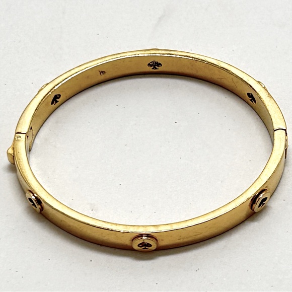 Kate Spade, Gold Hinged Bangle Bracelet With Tiny Cut Out Spades - Picture 2 of 7